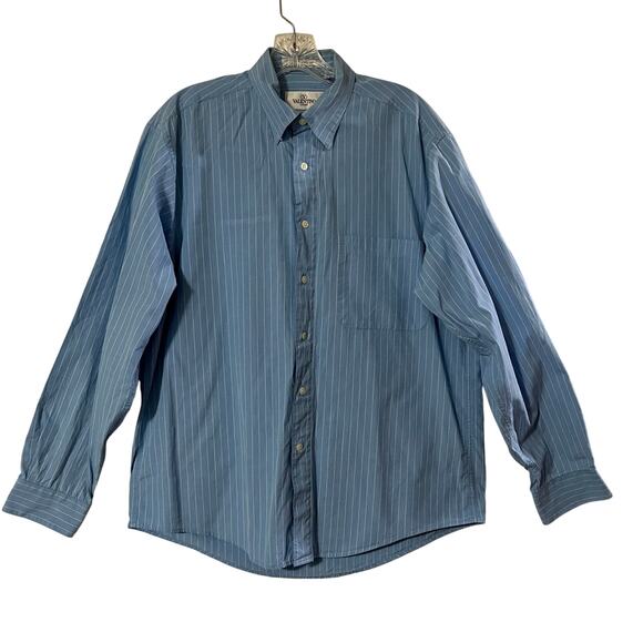 Valentino Uomo Blue Pinstripe Cotton Button Down Shirt Mens 15.5 34 35 - Picture 2 of 9